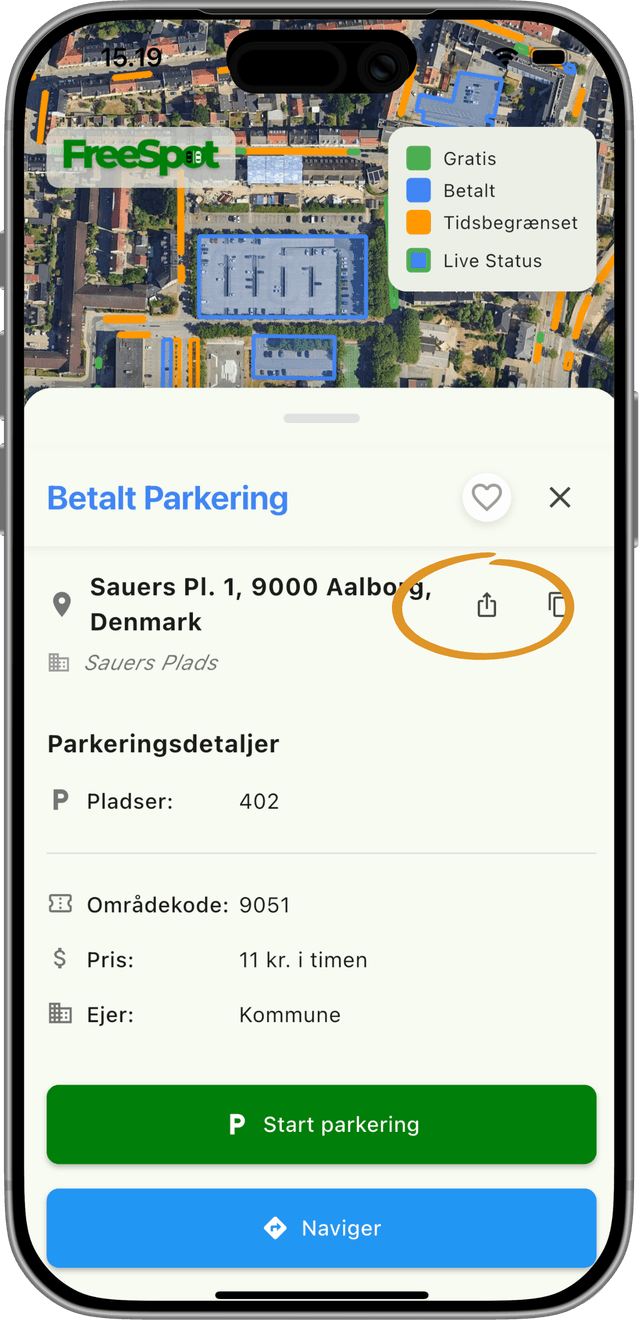 FreeSpot app – del parkeringslink med andre