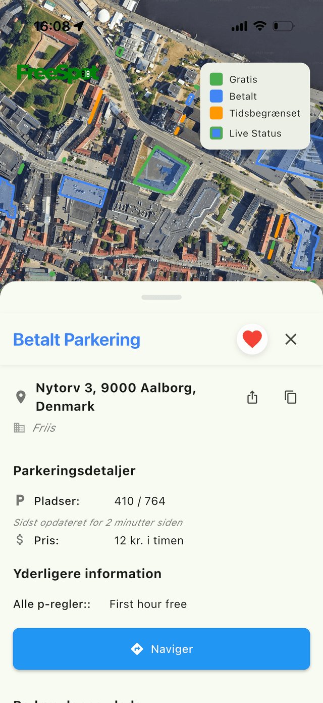 FreeSpot app viser live status for parkering ved Friis Shoppingcenter